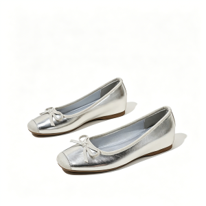 Silver Ballet Flats