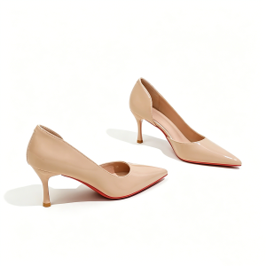 SERAPHINA Nude patent leather open-side high heels
